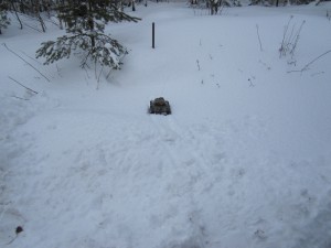 Radiostyrd pansarvagn som fastnat i snön